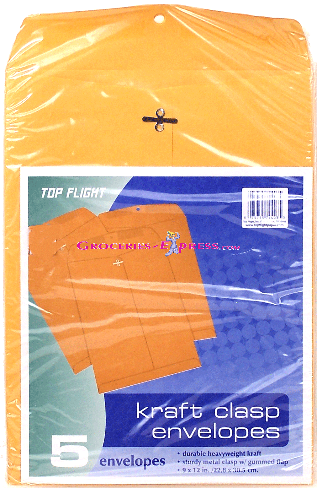 Top Flight&nbsp;&nbsp;kraft clasp envelopes, durable heavyweight, 9 x 12 in Full-Size Picture